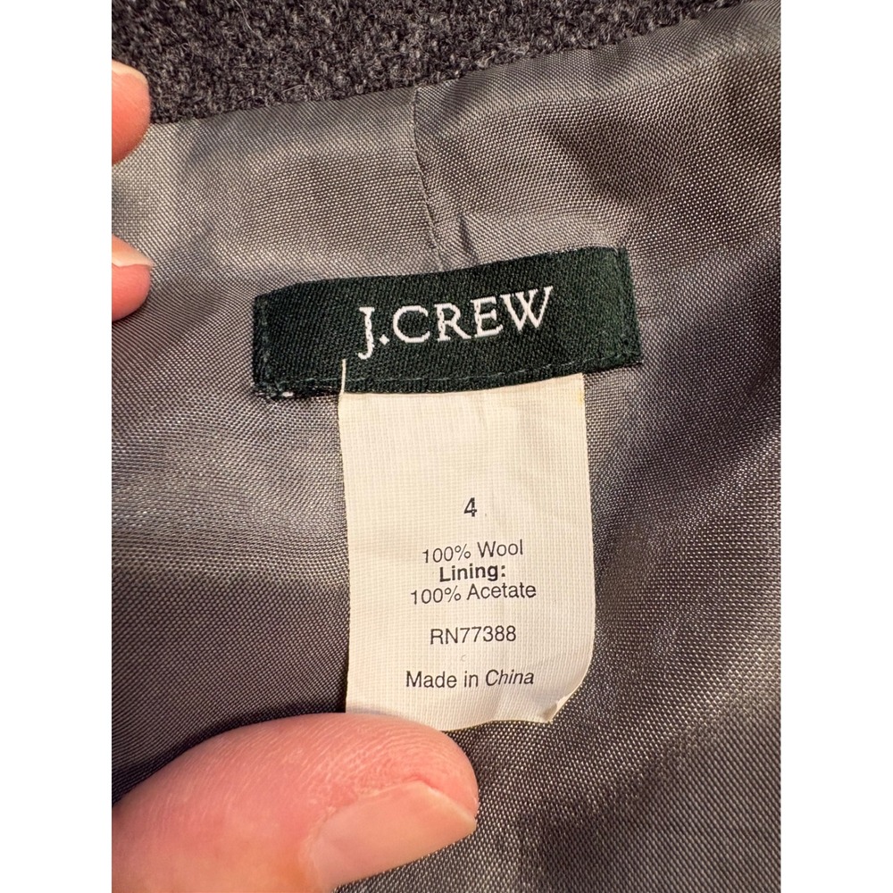J. Crew 100% Grey Wool Professional 2 Button Contrast Trim Blazer Style 17375- 4 - Picture 10 of 11